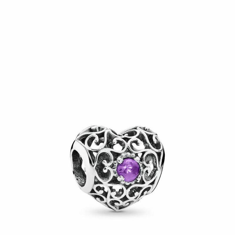 Pandora February Signature Heart Charm Silver Egypt RW3192540